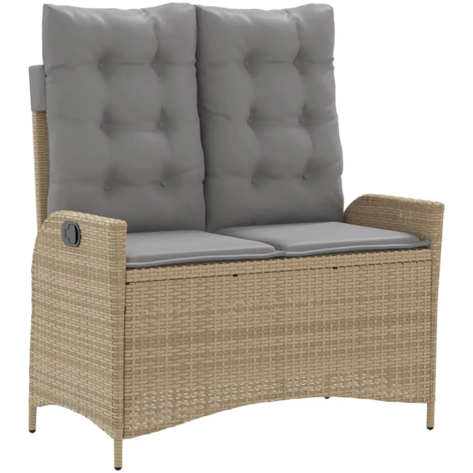 vidaXL 2-delige Tuinset met kussens poly rattan beige