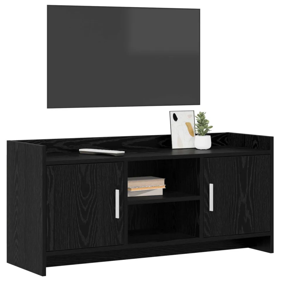 vidaXL TV-kast 102 x 33 x 47 cm Zwart eiken Bewerkt hout