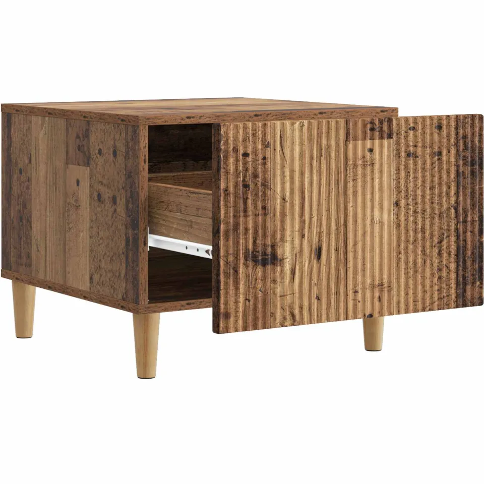 vidaXL Salontafel met lade Oud hout 49 x 50 x 40 cm Bewerkt hout bruin, foto 4