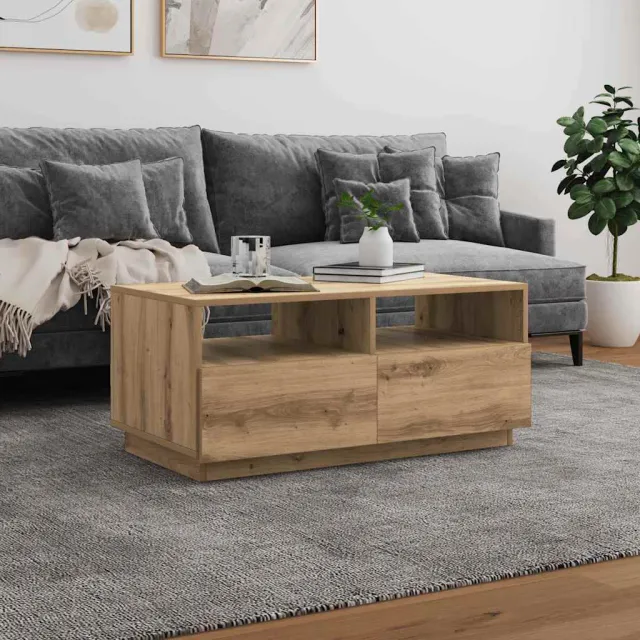 vidaXL Salontafel met LED-verlichting 90x49x40 cm artisan eikenkleurig, foto 2
