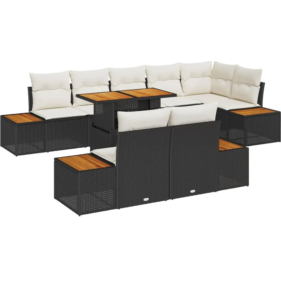 vidaXL Tuin Sofa Set 9 st Zwart Poly riet