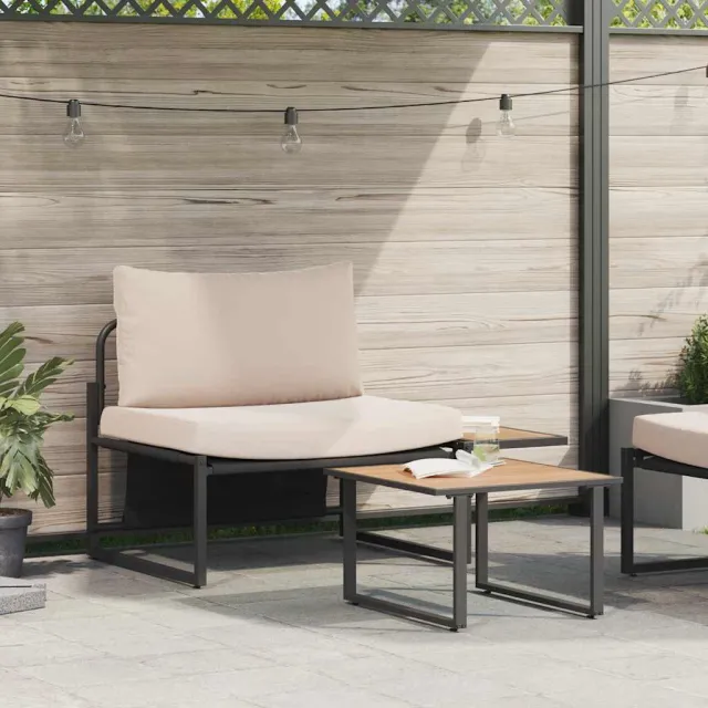 vidaXL Tuinbankenset 2 st Taupe Staal