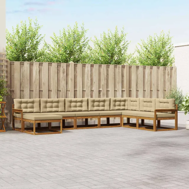vidaXL Buiten bankenset 8 st 8-zits Natuurlijk en Beige