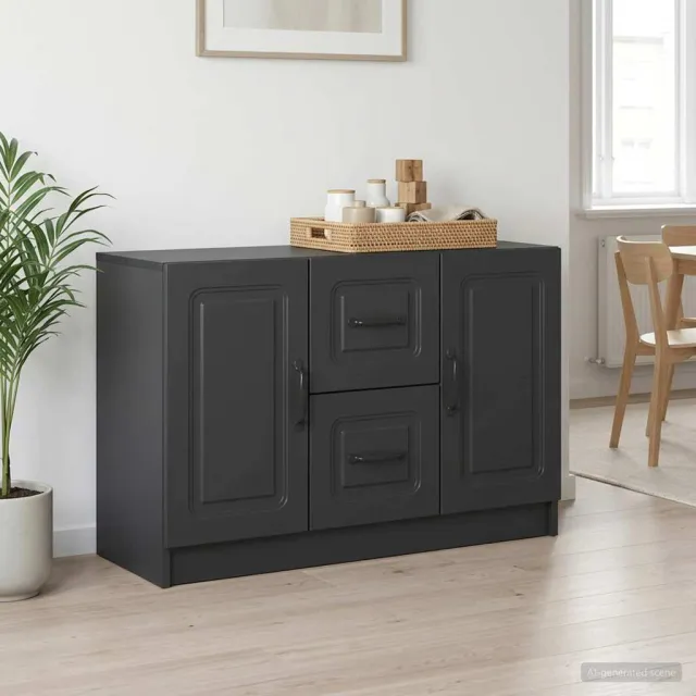vidaXL Dressoir Zwart 89 x 34,5 x 57 cm Bewerkt hout, foto 2