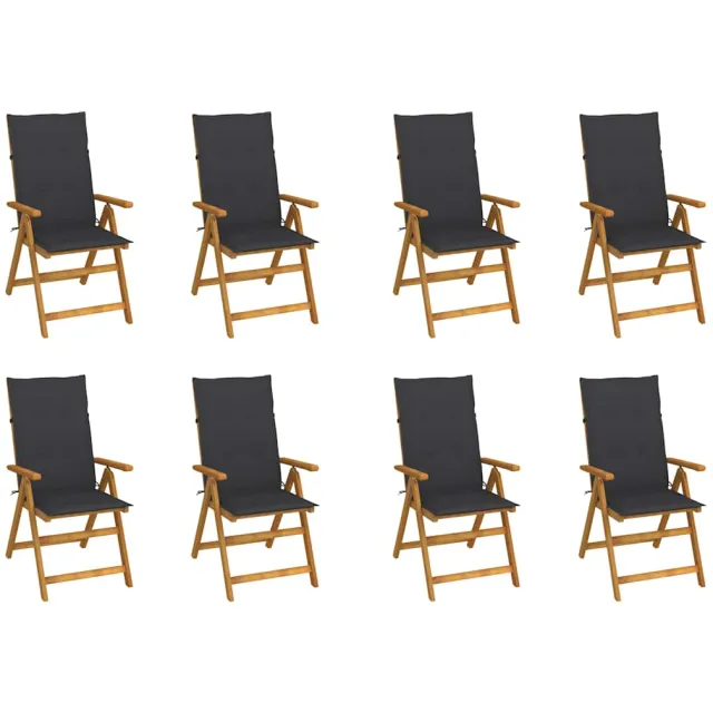 vidaXL Inklapbare stoelen 8 st met kussens massief acaciahout Anthraciet