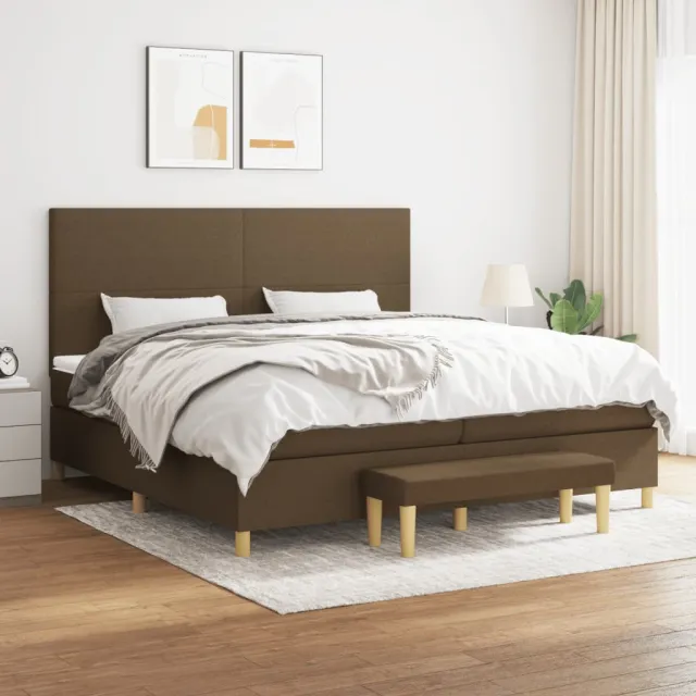 vidaXL Boxspring met matras stof donkerbruin 200x200 cm bruin