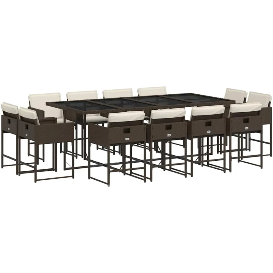 vidaXL 13-delige Tuinset met kussens poly rattan bruin, foto 3