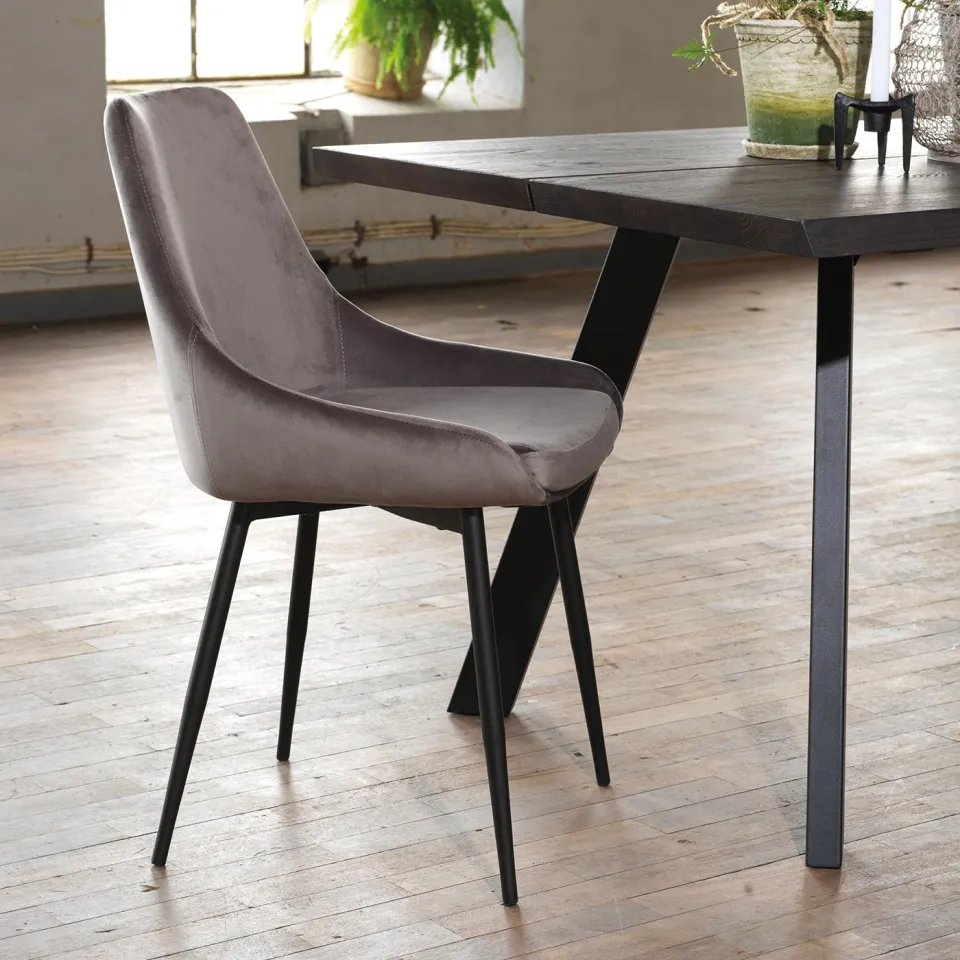Rowico Home Sierra velvet eetkamerstoel grijs, foto 3