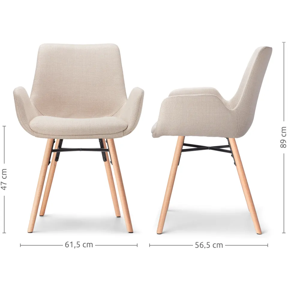 Nolon Nena-Eef eetkamerstoel beige - houten onderstel, foto 3
