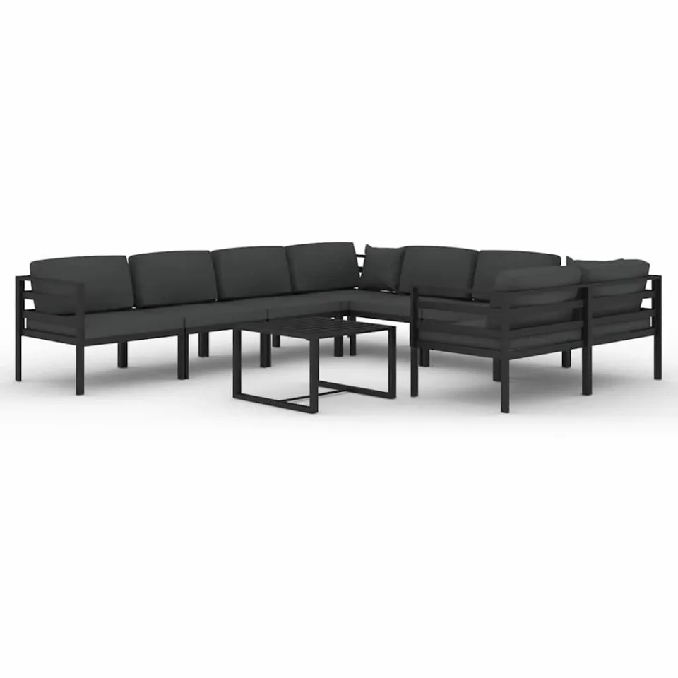 vidaXL 9-delige Loungeset met kussens aluminium antracietkleurig, foto 3