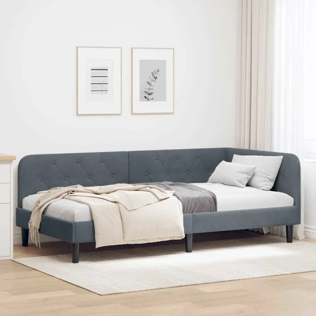 vidaXL Hoekbedframe Donkergrijs 100 x 200 cm fluweel