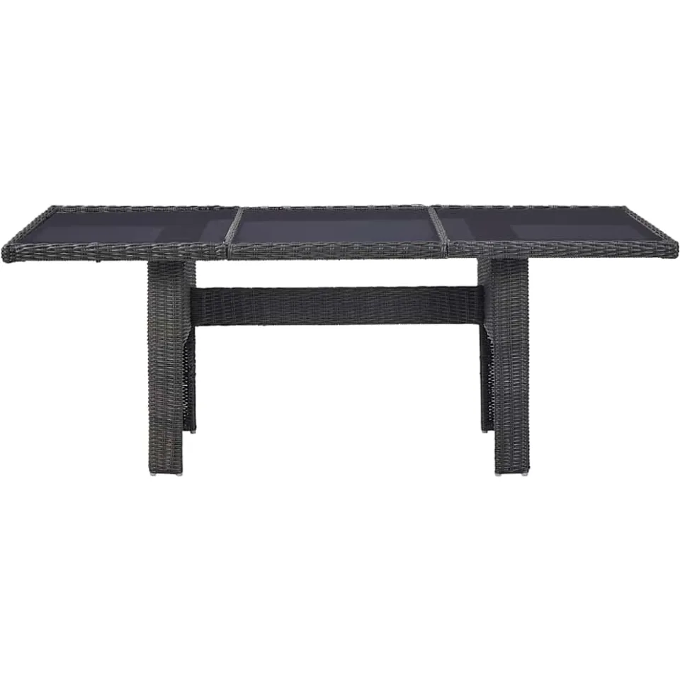 vidaXL Tuintafel 200x100x74 cm glas en poly rattan zwart, foto 2