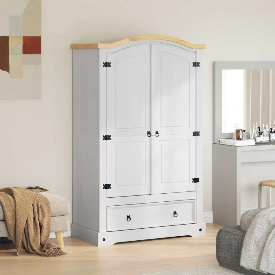 vidaXL Kledingkast CORONA Wit 101 x 52 x 170 cm Massief grenenhout, foto 4