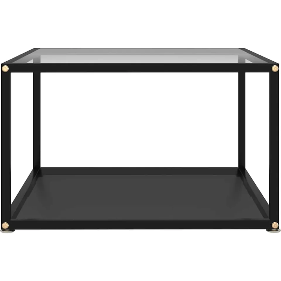 vidaXL Salontafel 60x60x35 cm gehard glas transparant en zwart Transparent
