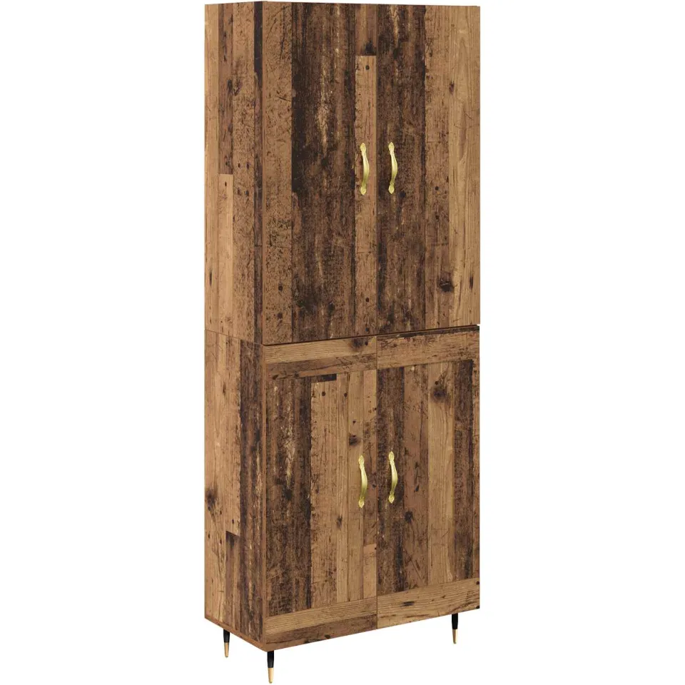 vidaXL Highboard Oud Hout 69,5 x 34 x 180 cm Bewerkt hout bruin, foto 3