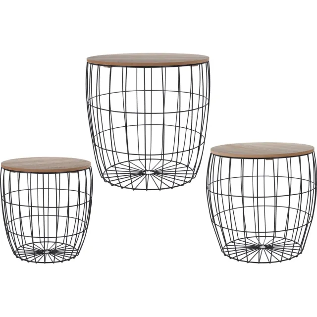 Home & Styling Bijzettafels - Zwart - Metaal - Set van 3