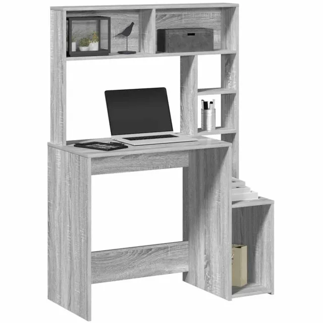 vidaXL Bureau met schappen 100x45x140 cm bewerkt hout grijs sonoma