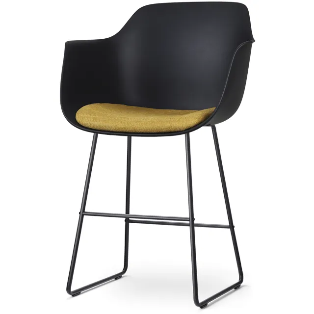 Nolon Nino-Liz barkruk zwart met okergeel zitkussen - zwart onderstel - 65 cm