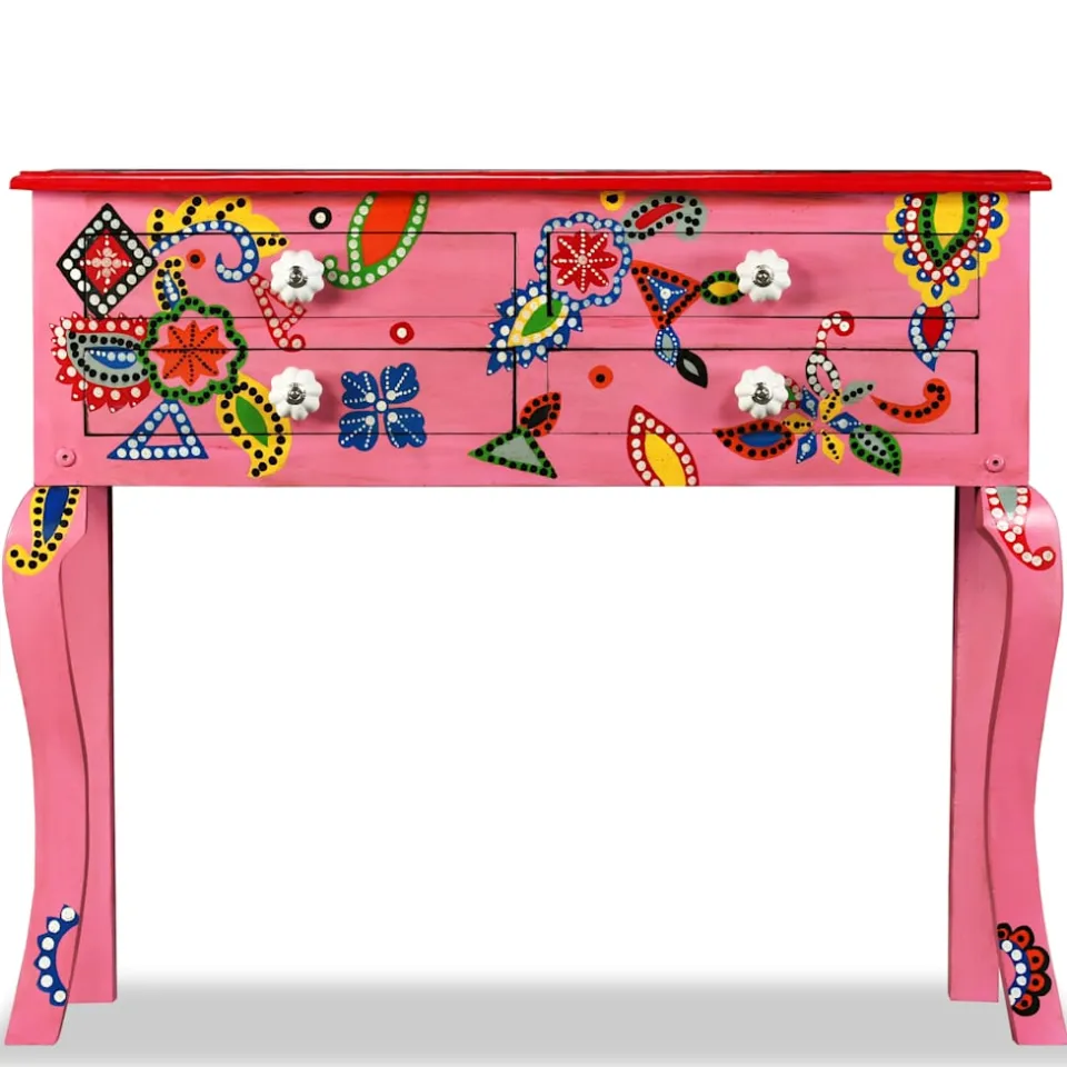 vidaXL Wandtafel handgeschilderd massief mangohout roze, foto 2