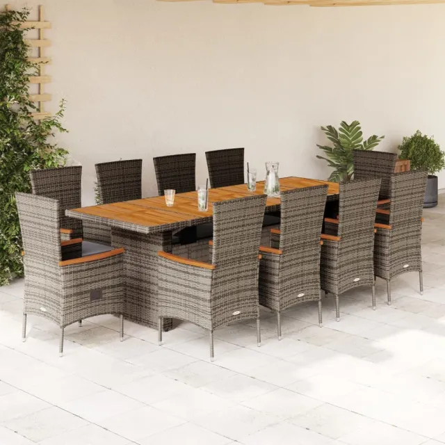 vidaXL 11-delige Tuinset met kussens poly rattan grijs, foto 2