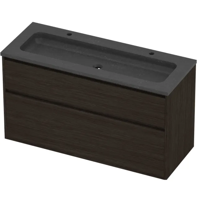 Proline Rollo Badmeubelset Hardsteen Elegant 2 Gaten 120x46x67 cm Blue Stone Mokka Oak Eiken
