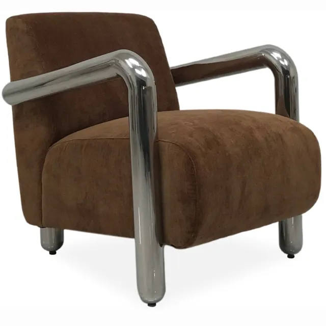 DÉJA Living Fauteuil Tolga - Bruin/Chrome Stof - 70x85x75cm