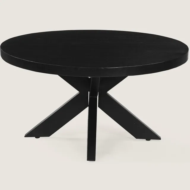Niva Home Salontafel 70 cm Mangohout – Rond – Zwart – Industrieel