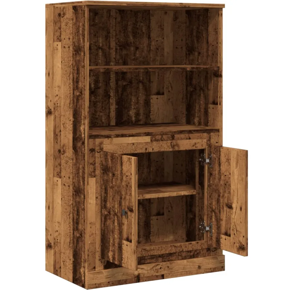 vidaXL Hoge kast 60x35,5x103,5 cm bewerkt hout oud houtkleurig Bruin