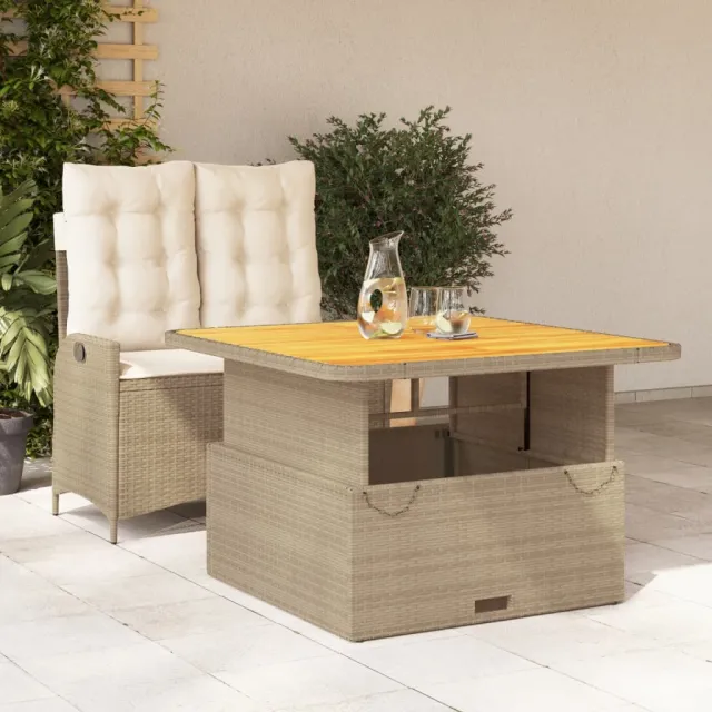 vidaXL 2-delige Tuinset met kussens poly rattan beige, foto 2
