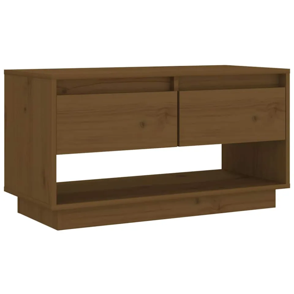 vidaXL Tv-meubel 74x34x40 cm massief grenenhout honingbruin