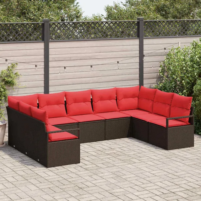 vidaXL Bankstel 9 st Bruin poly rattan, foto 2