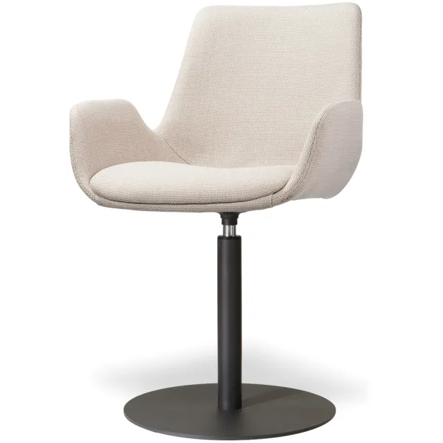 Nolon Niva-Eef draaibare tulp eetkamerstoel beige - mat zwart onderstel