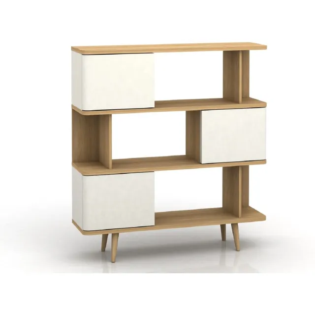 Notio Living Alandra-Boekenplank - Eiken/Wit/Crème Bruin