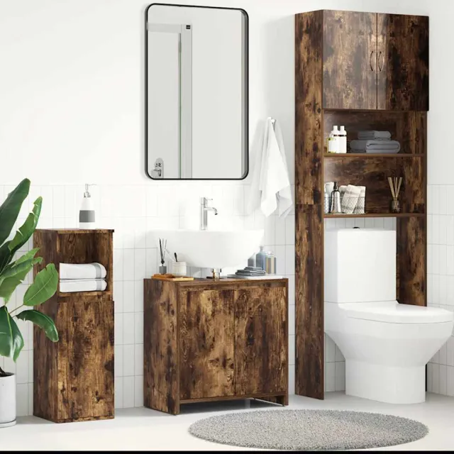 vidaXL Badkamerkast 60x33x60 cm bewerkt hout gerookt eikenkleurig Bruin