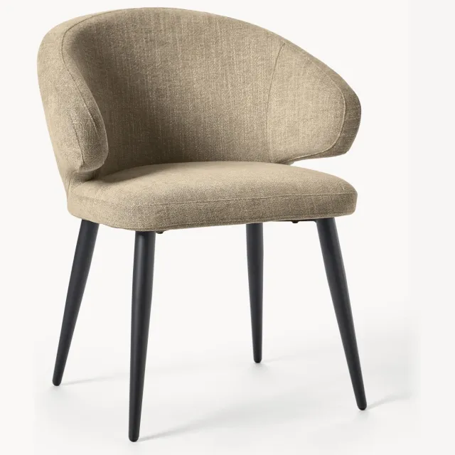 Westwing Collection Bouclé eetstoel Celia met armleuningen Zwart, Groen