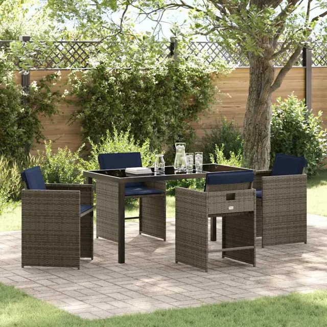 vidaXL Tuin eettafelset 5 st Grijs poly rattan, foto 2