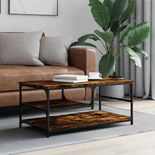 vidaXL Salontafel 90x49x40 cm bewerkt hout gerookt eikenkleurig Bruin