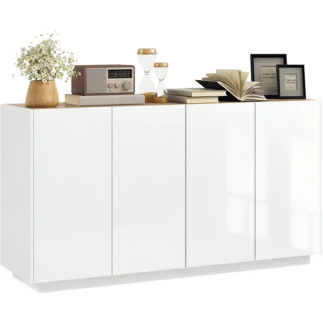 Homcom Dressoir - MDF - 140x40x75cm - Wit gelakt