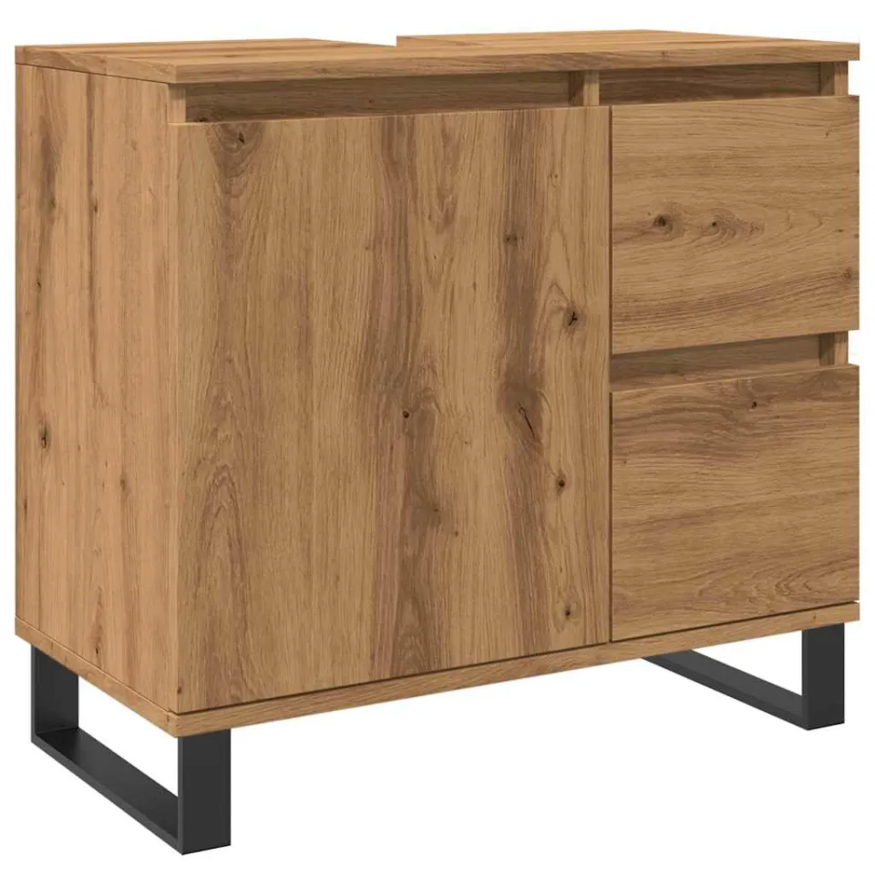 vidaXL Badkamerkast 65x33x60 cm bewerkt hout artisanaal eikenkleurig Bruin