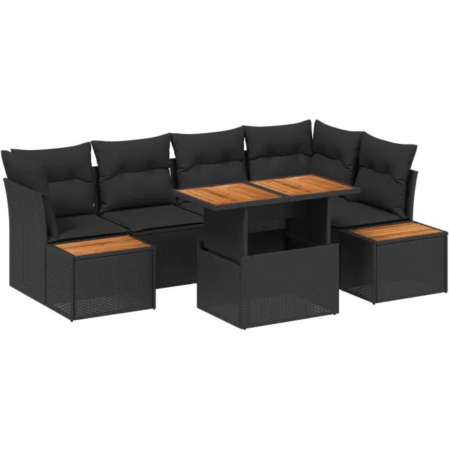 vidaXL Tuin Sofa Set 10 st Zwart Poly riet