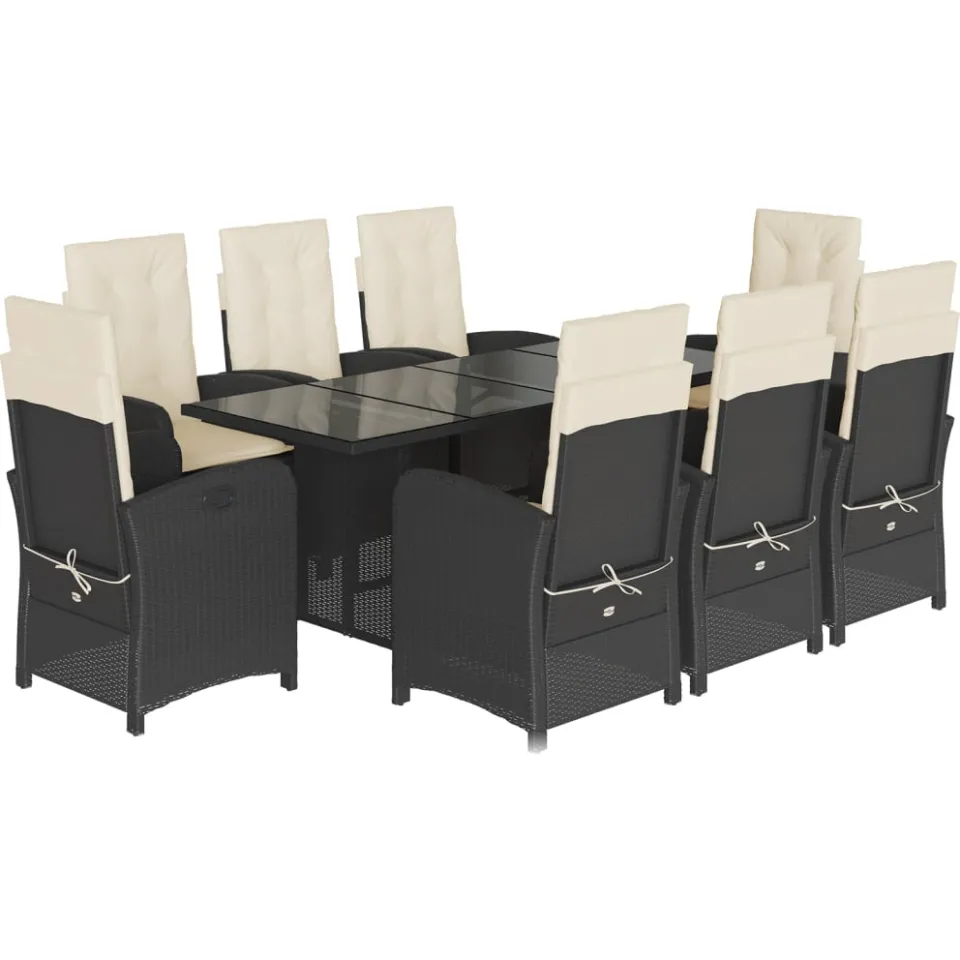 vidaXL 9-delige Tuinset poly rattan zwart, foto 3