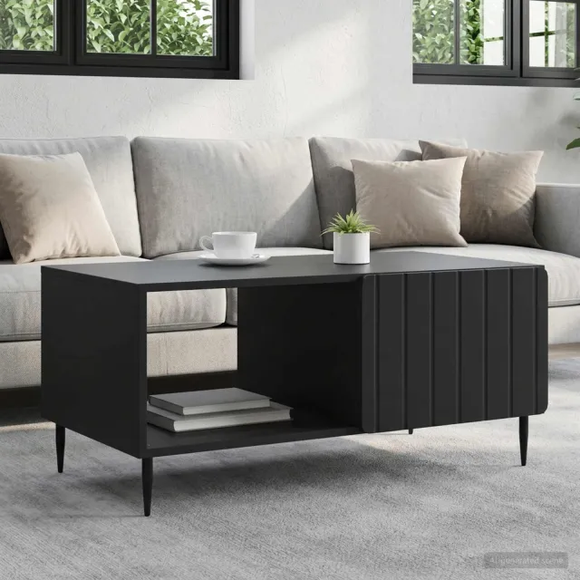 vidaXL Salontafel Zwart 90 x 50 x 40 cm Bewerkt hout, foto 2