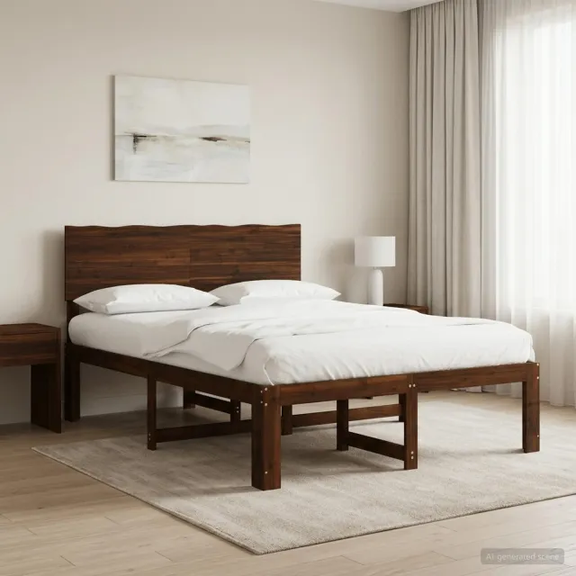 vidaXL Tweepersoonsbed met hoofdeinde ROSTOCK Donkerbruin 140 x 200 cm