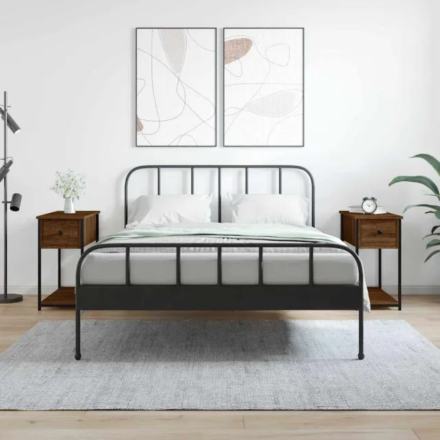 vidaXL Nachtkastjes 2 st 30x60x60 cm bewerkt hout bruin eikenkleur, foto 2