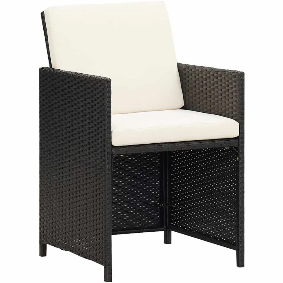 vidaXL 9-delige Tuinset met kussens poly rattan zwart