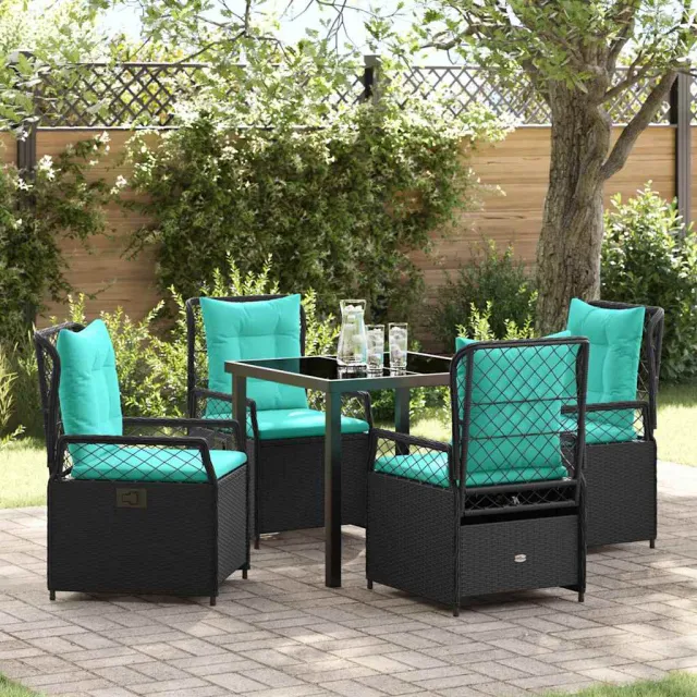 vidaXL Tuin eettafelset 5 st Zwart poly rattan