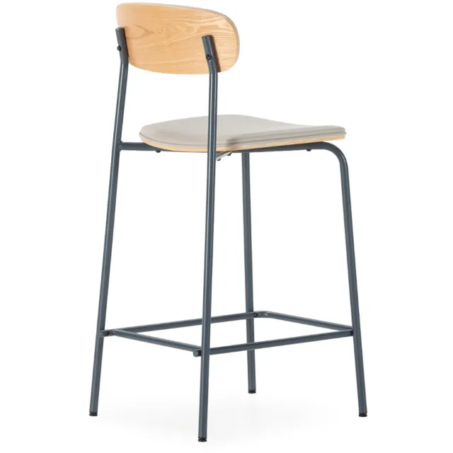 CaliCosy Barkrukken Set van 2 in kunstleer met metalen poten, H95 cm - TESS Beige