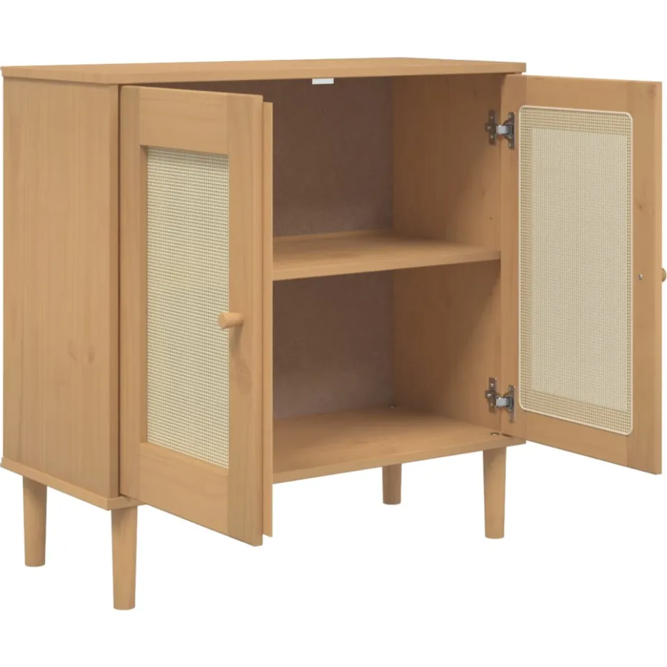 vidaXL Dressoir SENJA 80x35x80 cm rattan look massief grenenhout bruin, foto 4