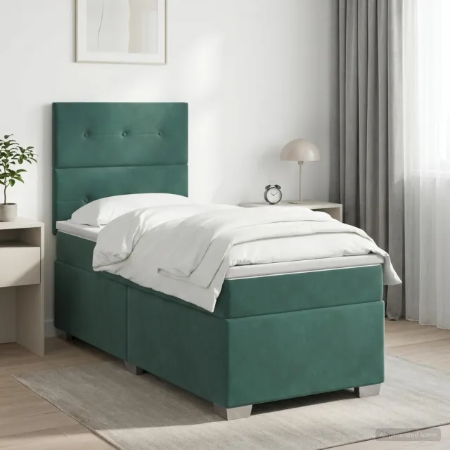 vidaXL Boxspringbed met matras Donkergroen 80 x 200 cm Fluweel