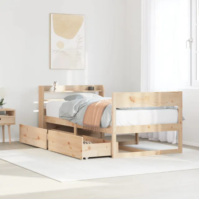 vidaXL Bedframe zonder matras massief grenenhout 75x190 cm Bruin